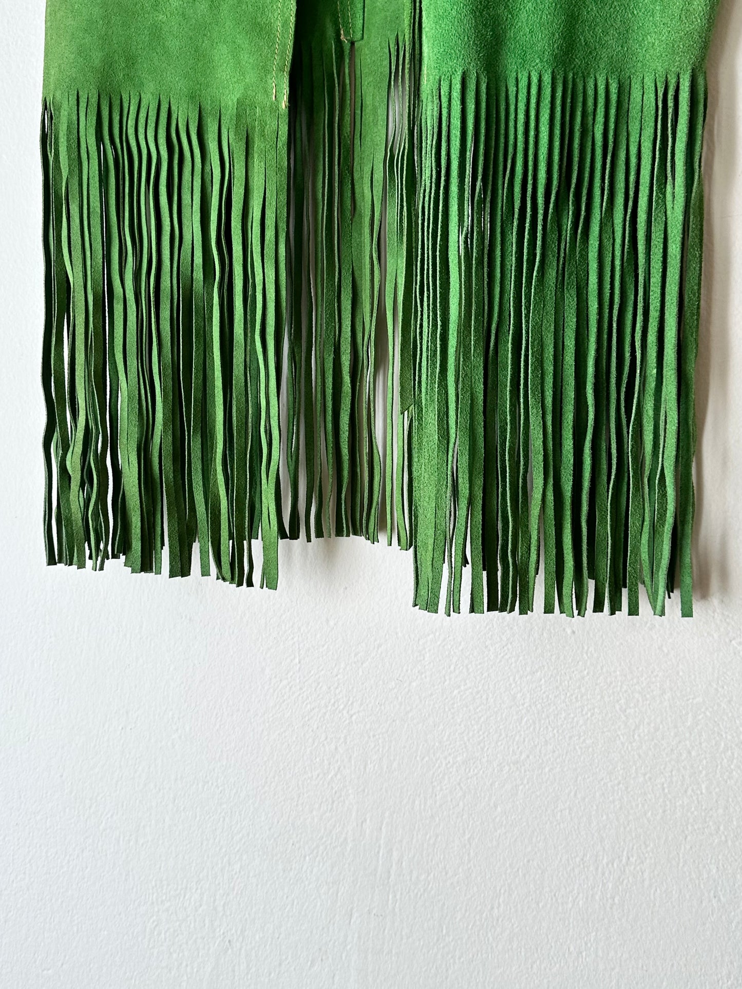 70s kiwi green suede vest
