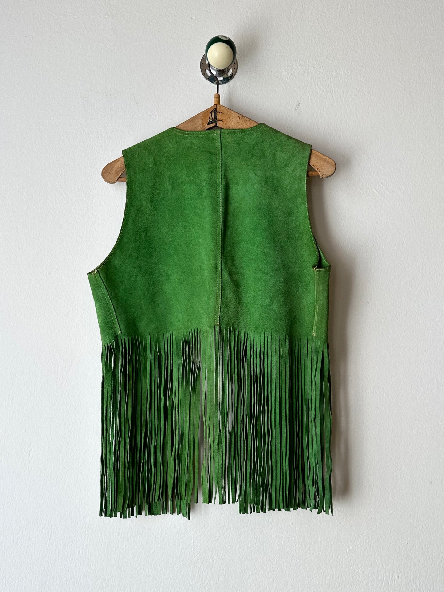 70s kiwi green suede vest