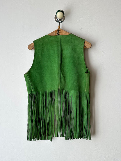 70s kiwi green suede vest