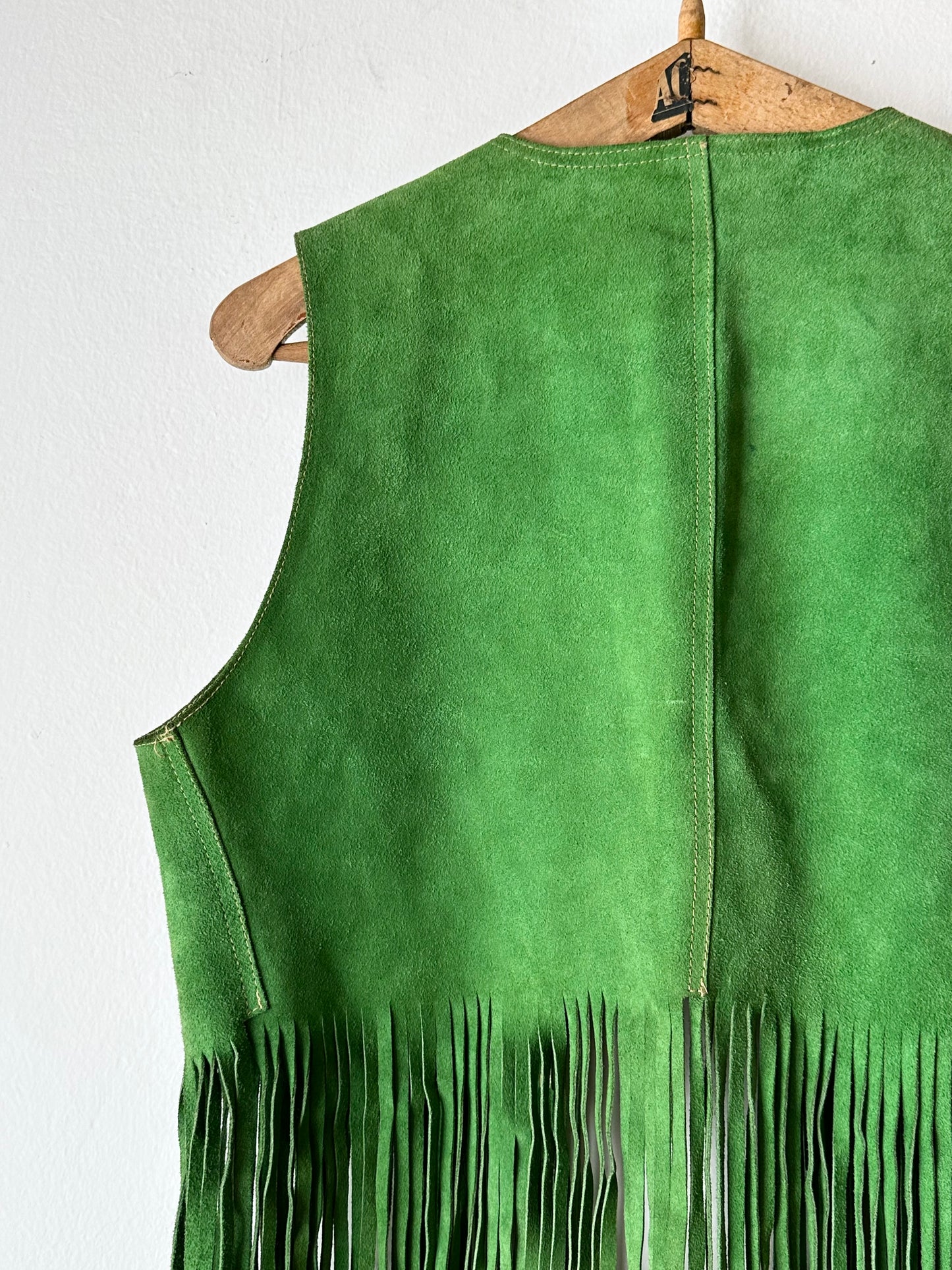 70s kiwi green suede vest