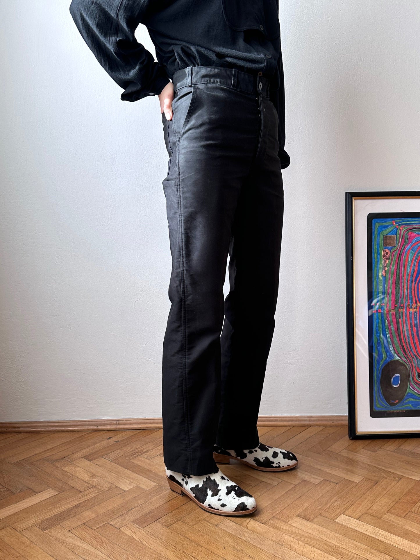 1960's French work Black moleskin Vintage Toto Praha Antique shop Vintage clothing store Secondhand Prague プラハ 古着屋 ヴィンテージ ユーロワーク  フランス買い付け フレンチワーク 黒モールスキン ブラックモールスキン 60年代