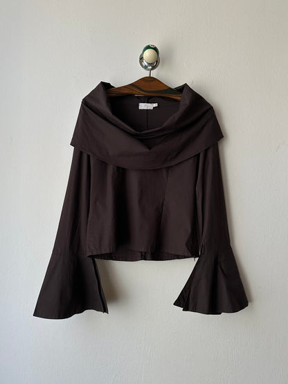 big collar brown cotton shirt