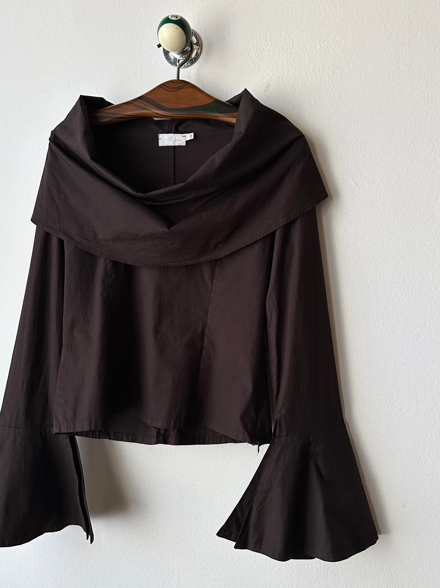 big collar brown cotton shirt