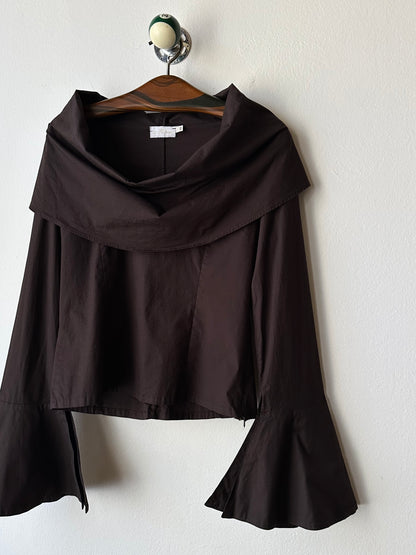 big collar brown cotton shirt