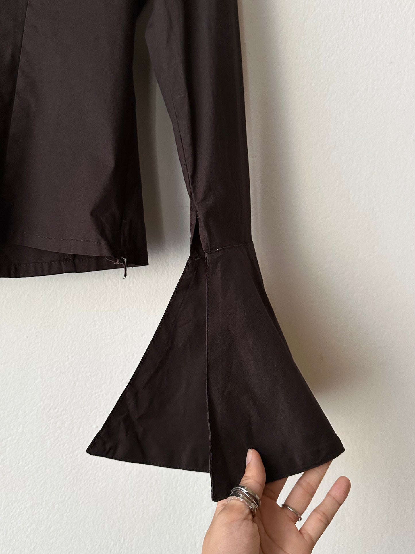 big collar brown cotton shirt