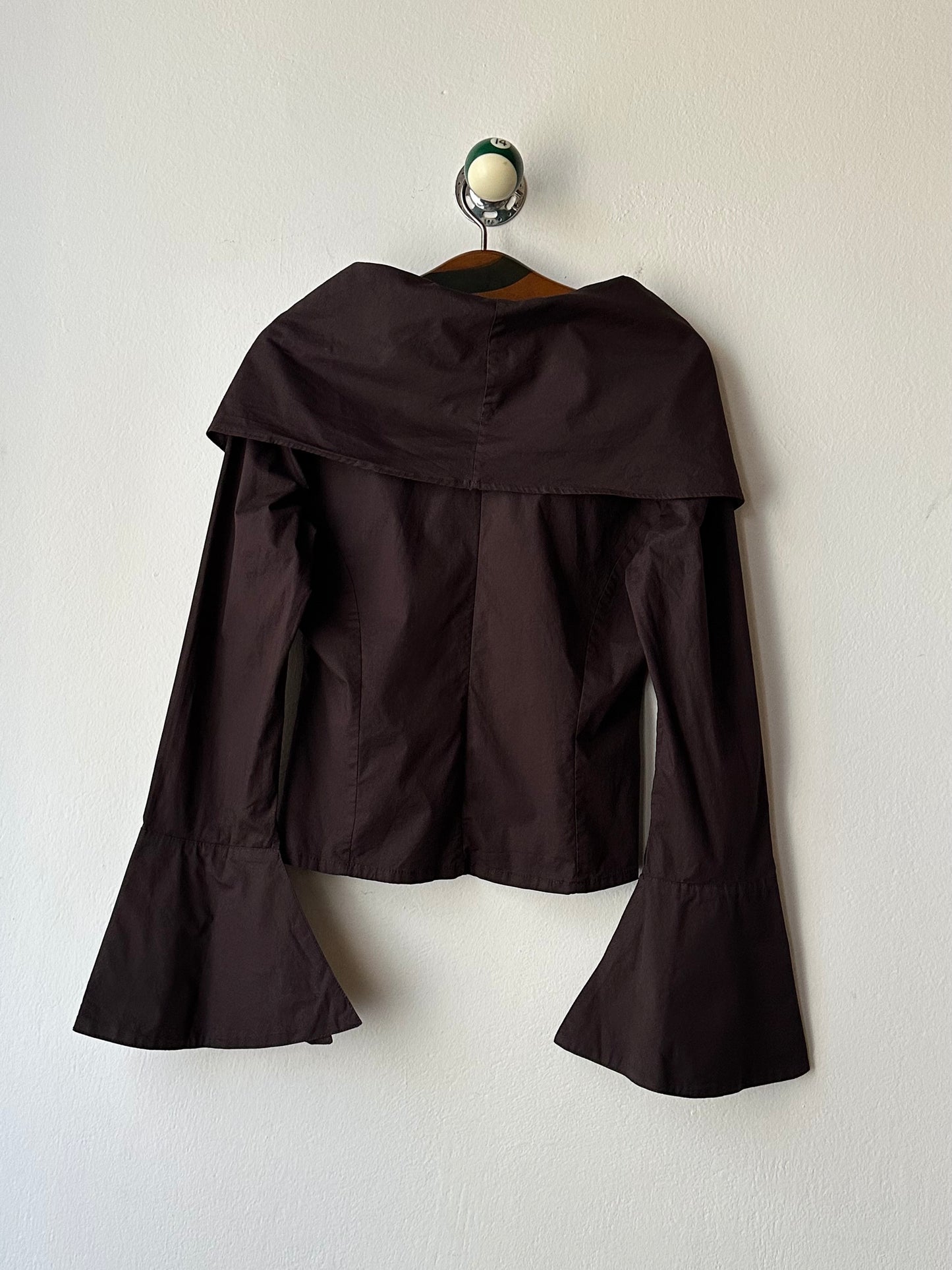 big collar brown cotton shirt