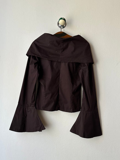big collar brown cotton shirt