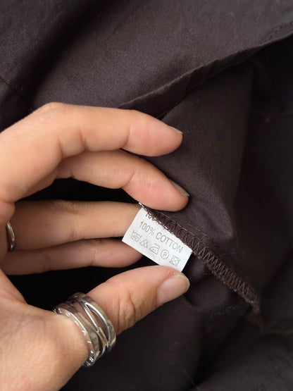 big collar brown cotton shirt
