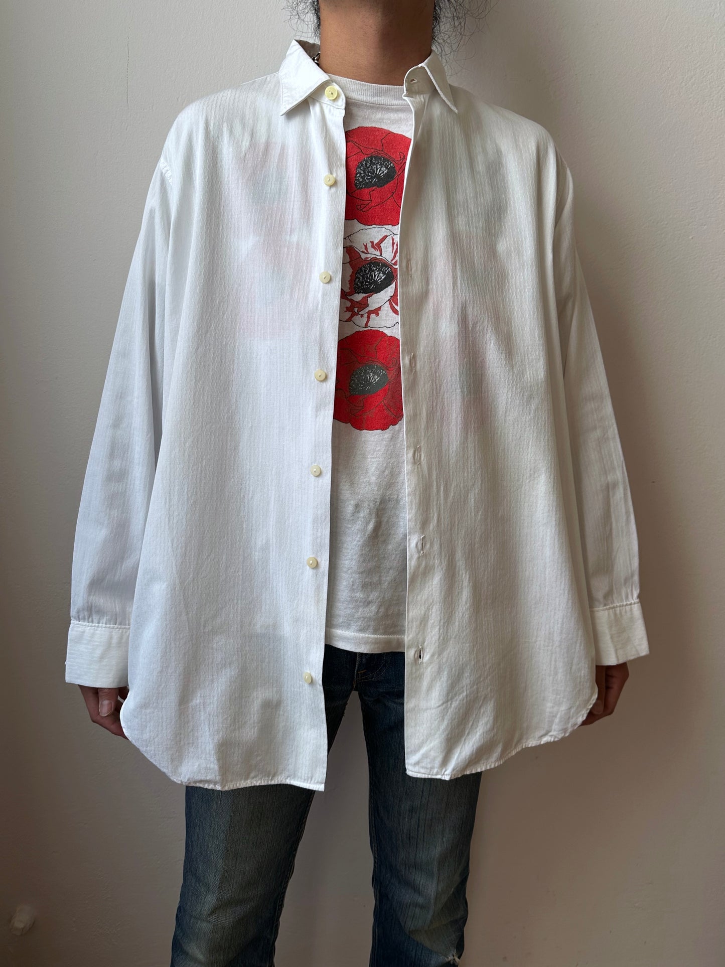 1960's Vintage Cotton shirt dress ドレスシャツ 白シャツ Toto Prague Praha Antique shop Vintage clothing store Second hand プラハ 古着屋 ユーロ古着 フランス買い付け 古着卸 60年代 