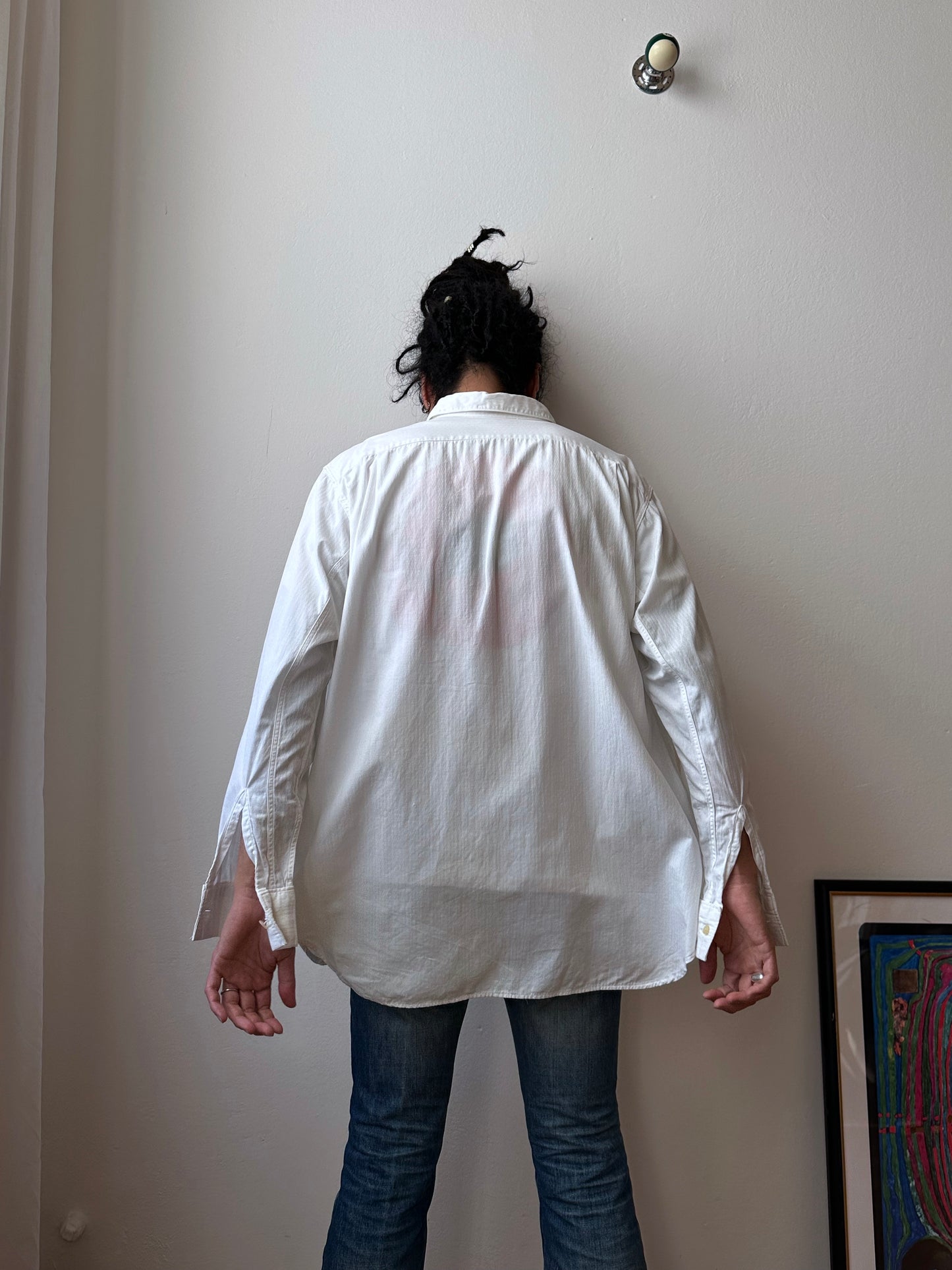 1960's Vintage Cotton shirt dress ドレスシャツ 白シャツ Toto Prague Praha Antique shop Vintage clothing store Second hand プラハ 古着屋 ユーロ古着 フランス買い付け 古着卸 60年代 