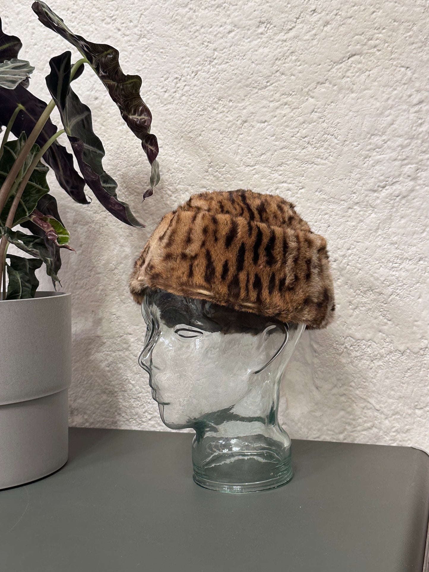 vintage authentic fur leopard hat