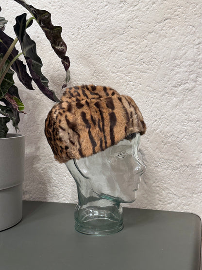 vintage authentic fur leopard hat