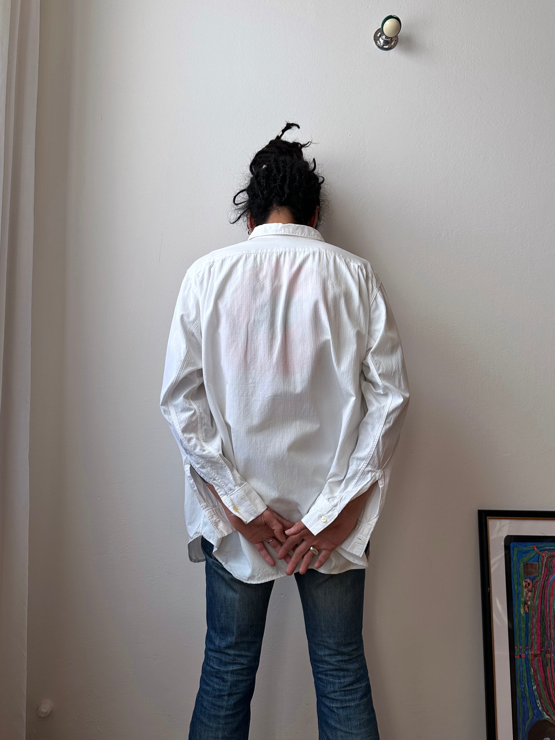 1960's Vintage Cotton shirt dress ドレスシャツ 白シャツ Toto Prague Praha Antique shop Vintage clothing store Second hand プラハ 古着屋 ユーロ古着 フランス買い付け 古着卸 60年代 