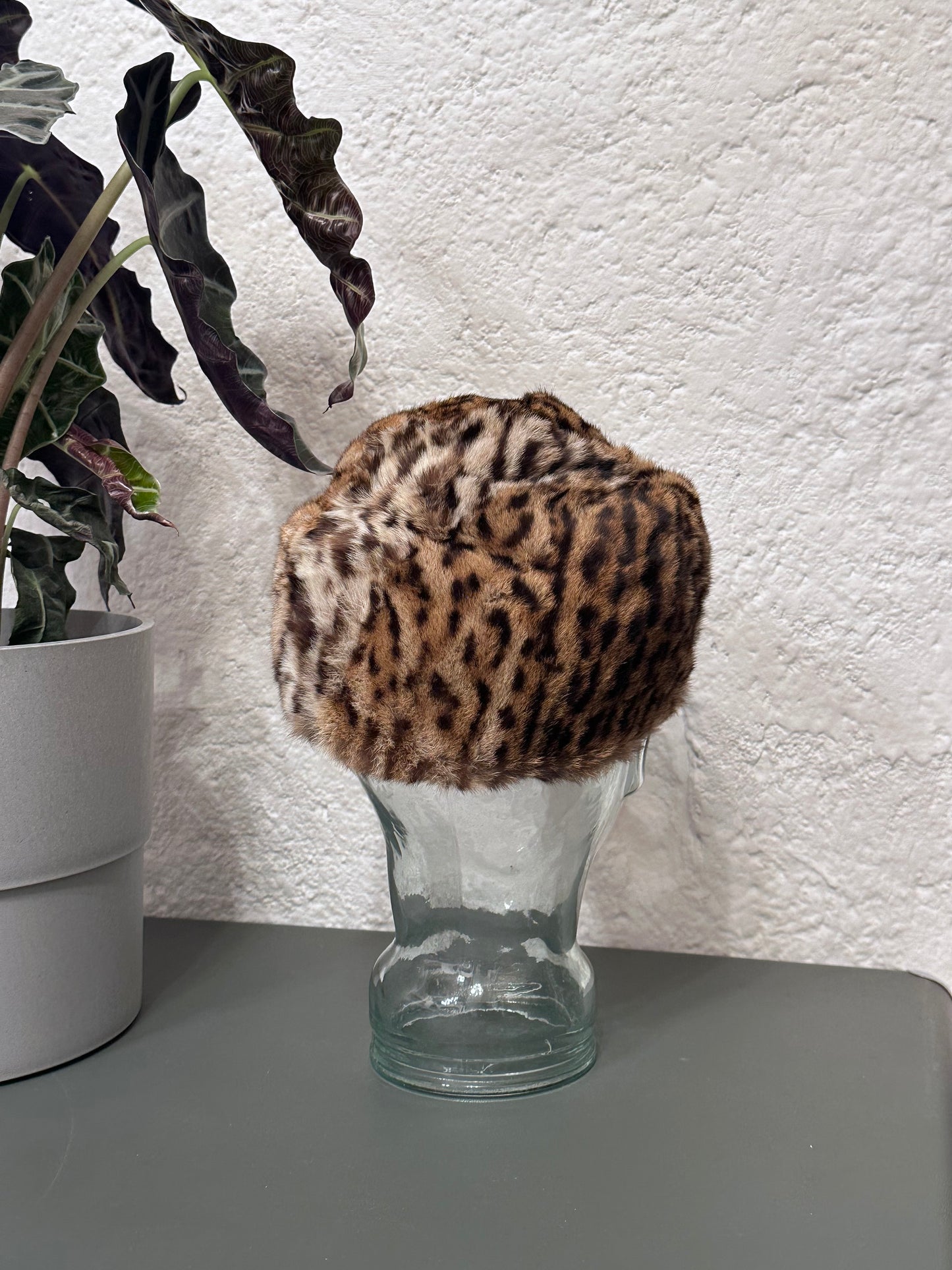 vintage authentic fur leopard hat