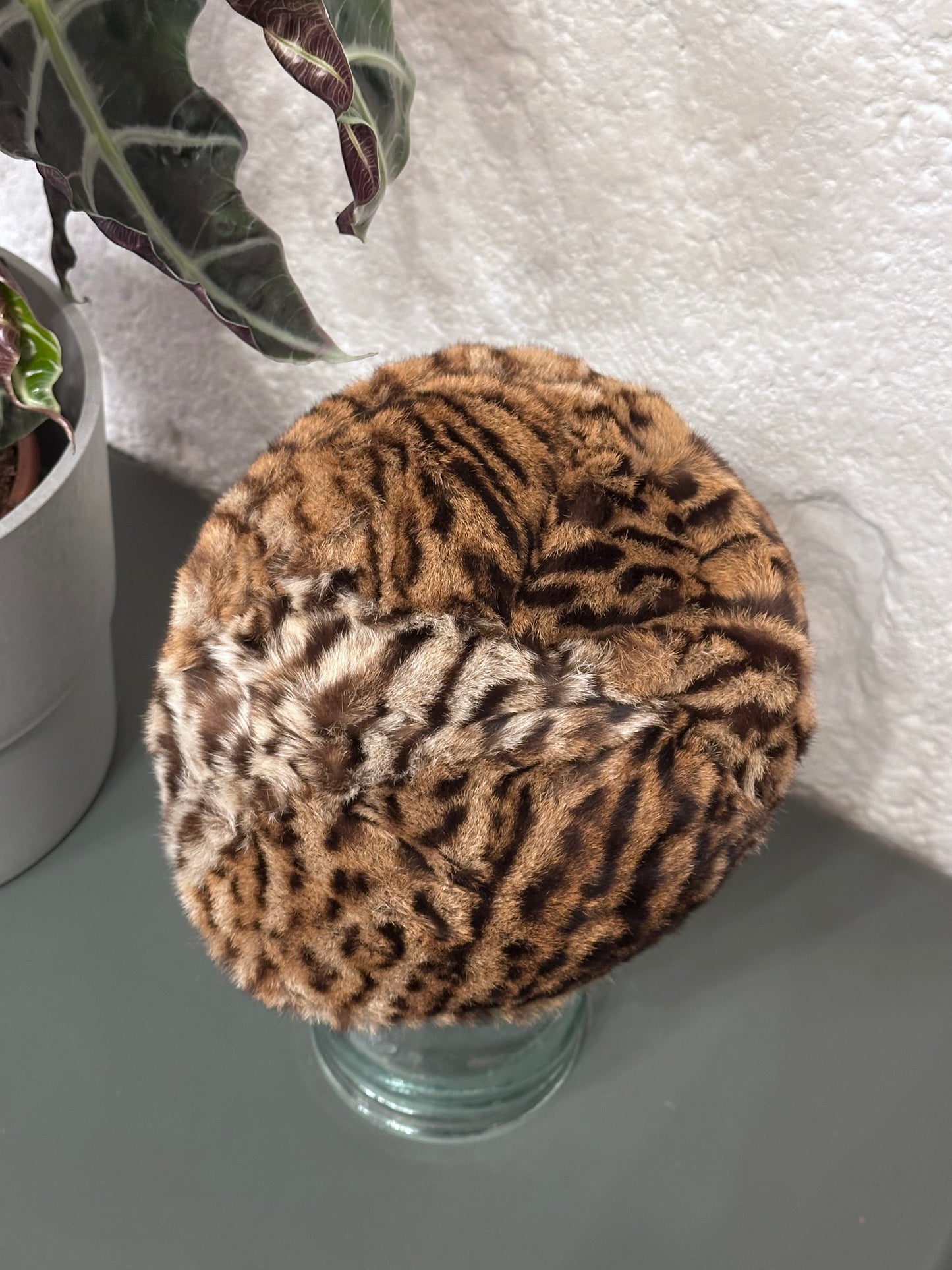 vintage authentic fur leopard hat