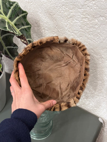 vintage authentic fur leopard hat