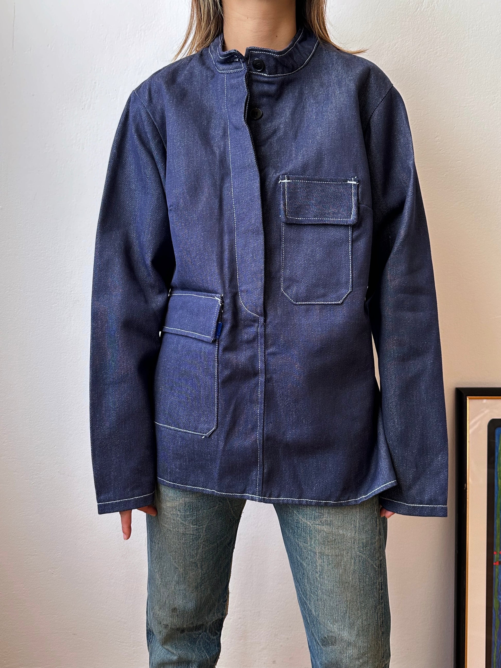 French work 1970's Denim smock Vintage Toto Praha Antique shop Vintage clothing store Secondhand Rare Vat dye Prague プラハ 古着屋 ヴィンテージ ユーロワーク  フランス買い付け 