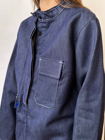 French work 1970's Denim smock Vintage Toto Praha Antique shop Vintage clothing store Secondhand Rare Vat dye Prague プラハ 古着屋 ヴィンテージ ユーロワーク  フランス買い付け 
