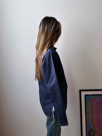 French work 1970's Denim smock Vintage Toto Praha Antique shop Vintage clothing store Secondhand Rare Vat dye Prague プラハ 古着屋 ヴィンテージ ユーロワーク  フランス買い付け 