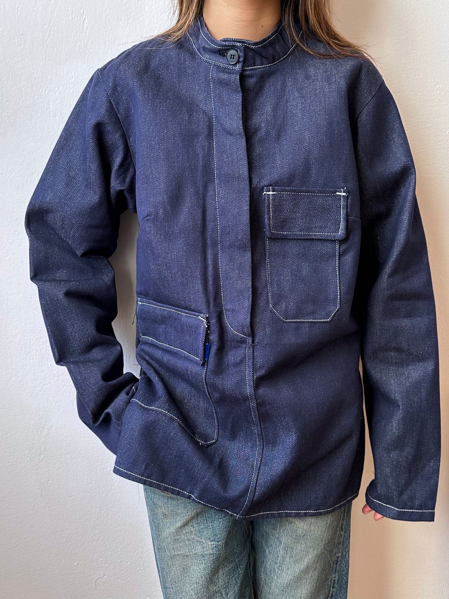 French work 1970's Denim smock Vintage Toto Praha Antique shop Vintage clothing store Secondhand Rare Vat dye Prague プラハ 古着屋 ヴィンテージ ユーロワーク  フランス買い付け 