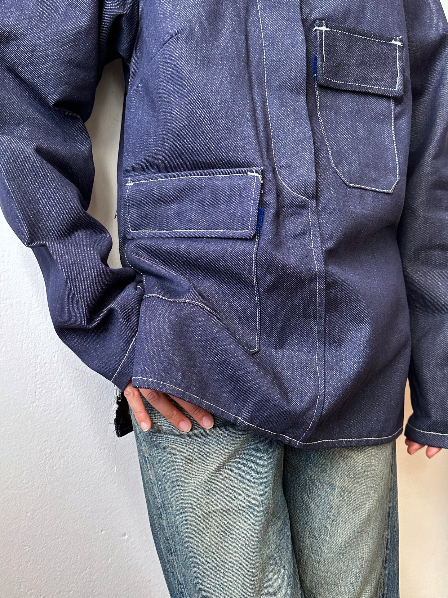 French work 1970's Denim smock Vintage Toto Praha Antique shop Vintage clothing store Secondhand Rare Vat dye Prague プラハ 古着屋 ヴィンテージ ユーロワーク  フランス買い付け 