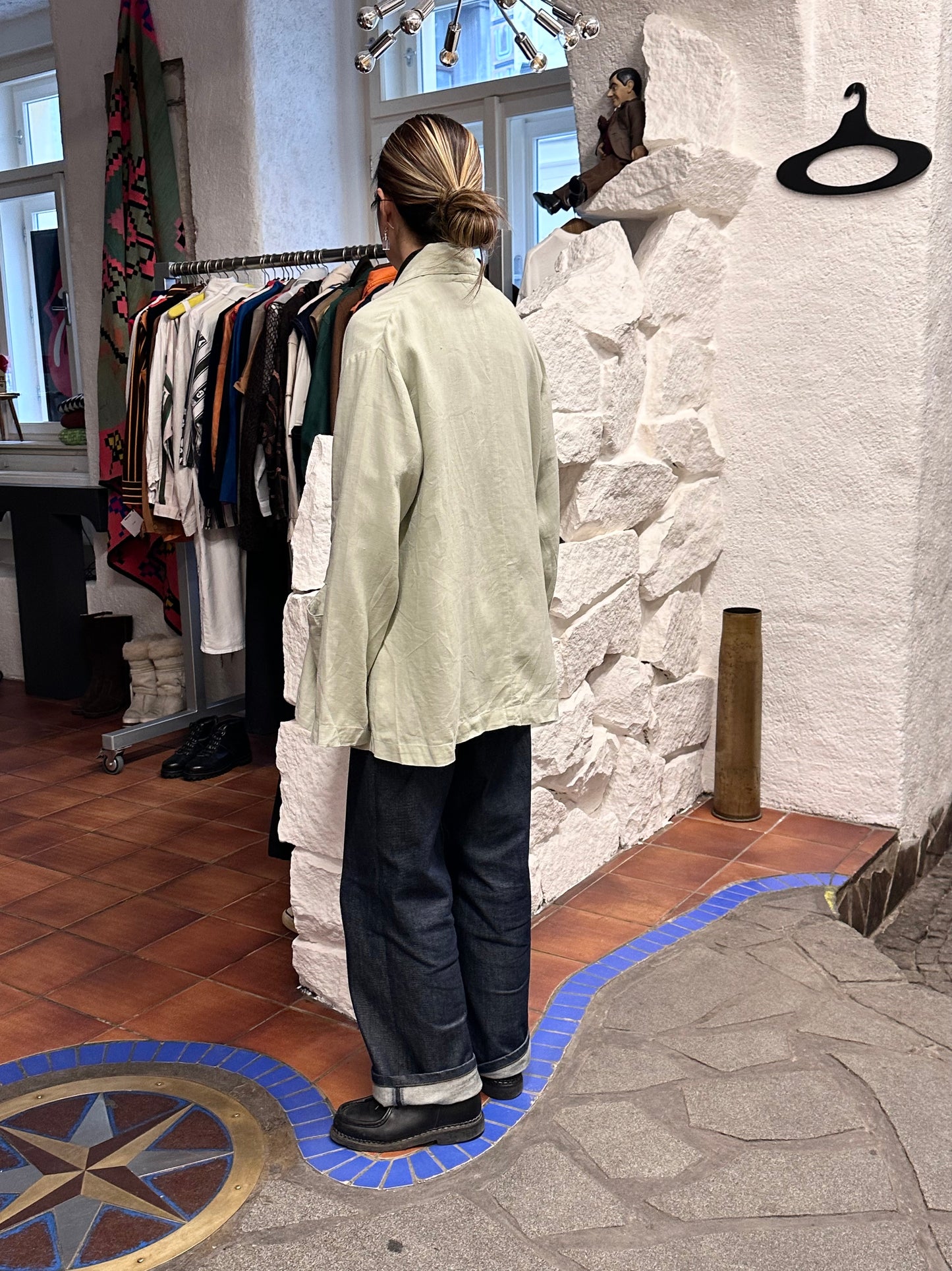 90s linen jacket with design pocket