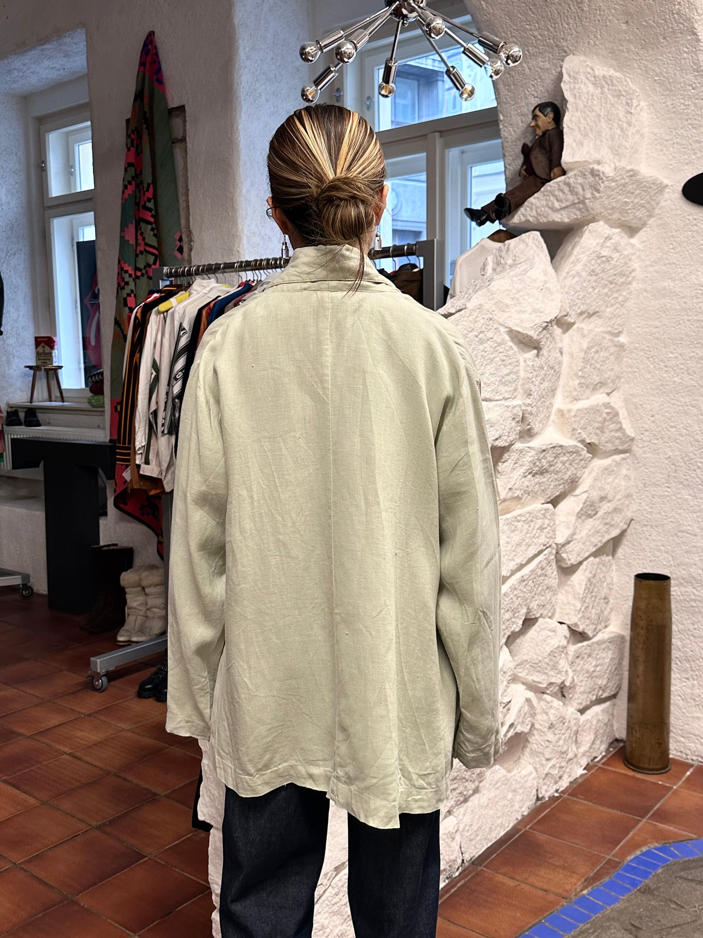 90s linen jacket with design pocket