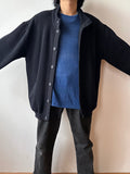 Saint James black heavy wool knit jacket , made in France - XL