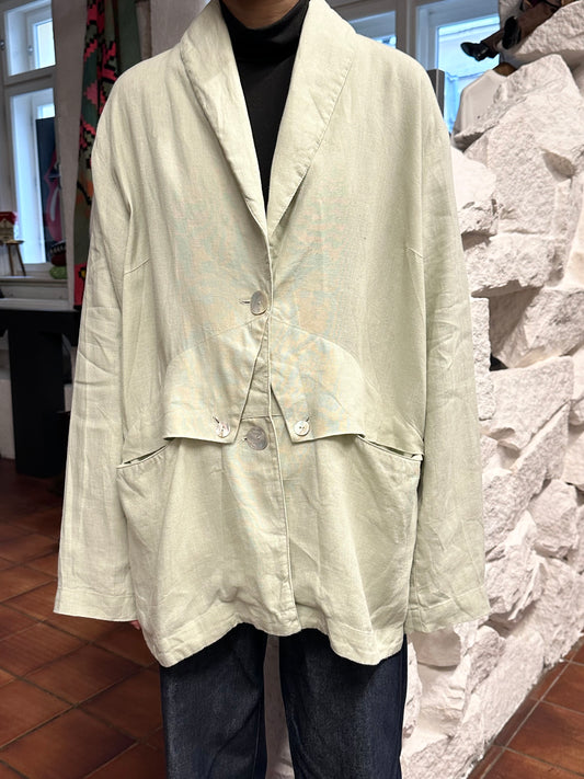 90s linen jacket with design pocket