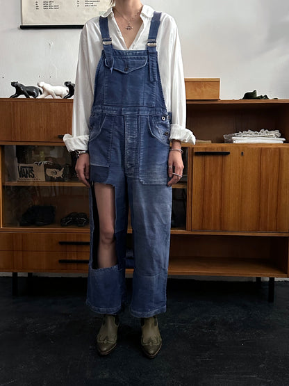 1940s Le Mont St Michel Blue moleskin workwear overalls