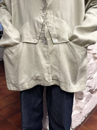 90s linen jacket with design pocket