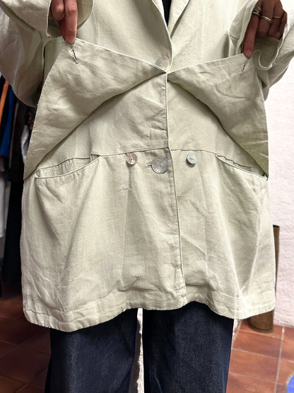 90s linen jacket with design pocket