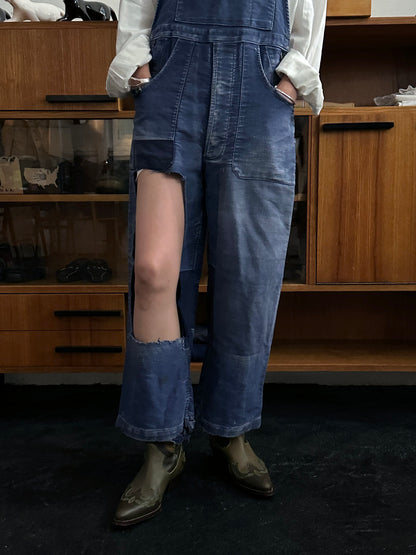1940s Le Mont St Michel Blue moleskin workwear overalls