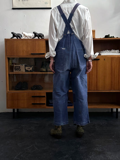 1940s Le Mont St Michel Blue moleskin workwear overalls