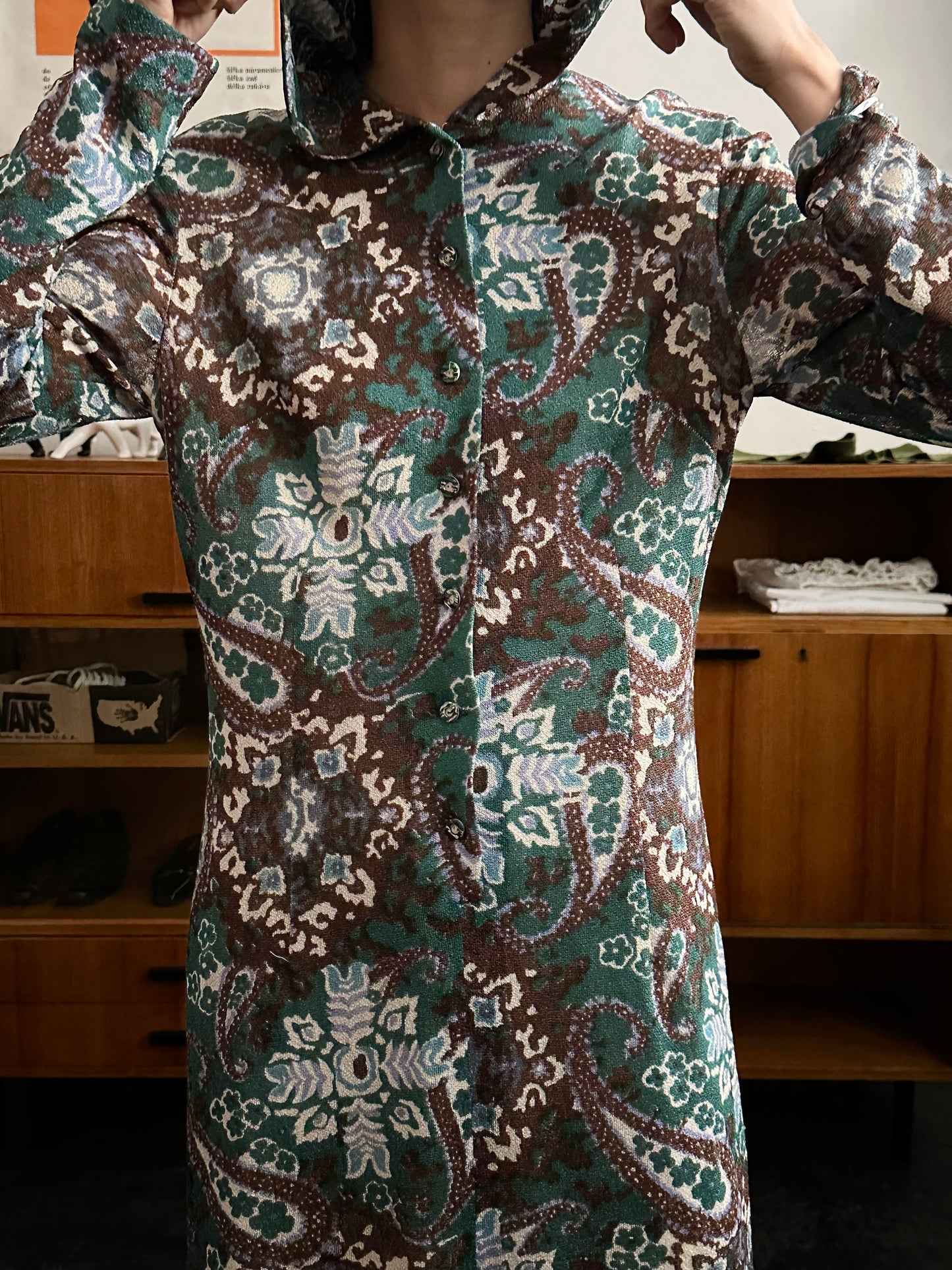 70s British hooded dress