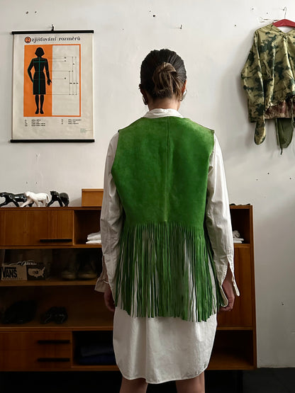 70s kiwi green suede vest