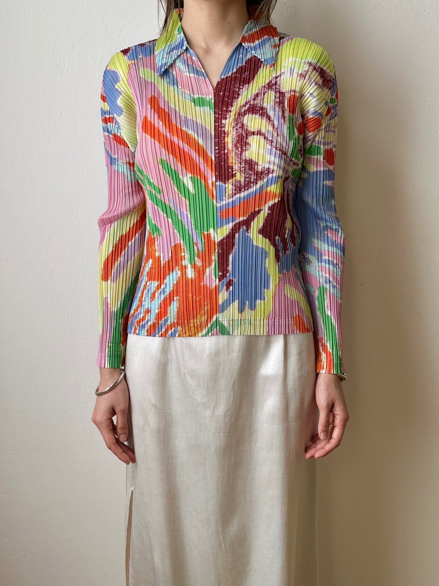 AW23 Issey Miyake PLEATS PLEASE frosty forest shirt