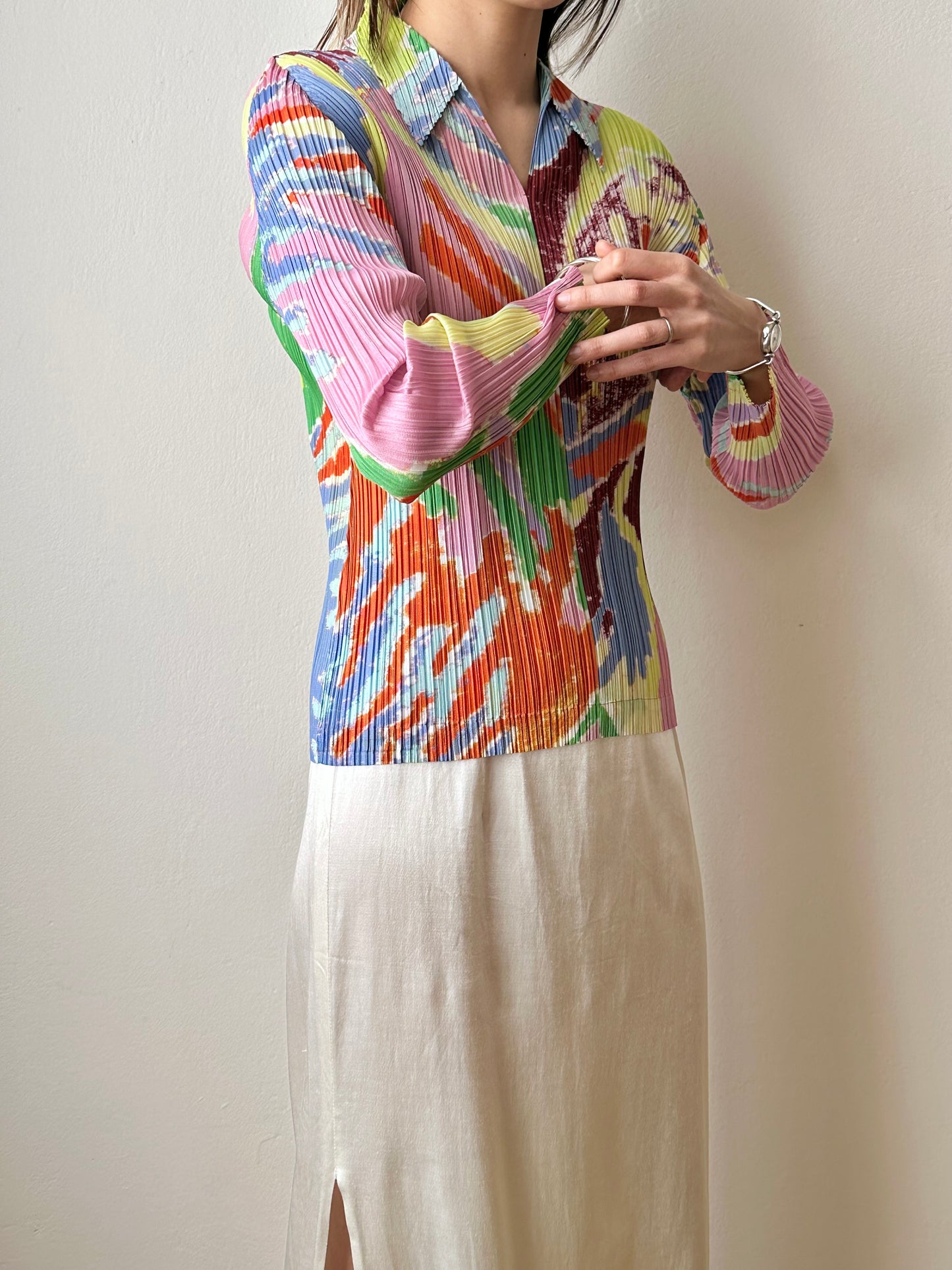 AW23 Issey Miyake PLEATS PLEASE frosty forest shirt