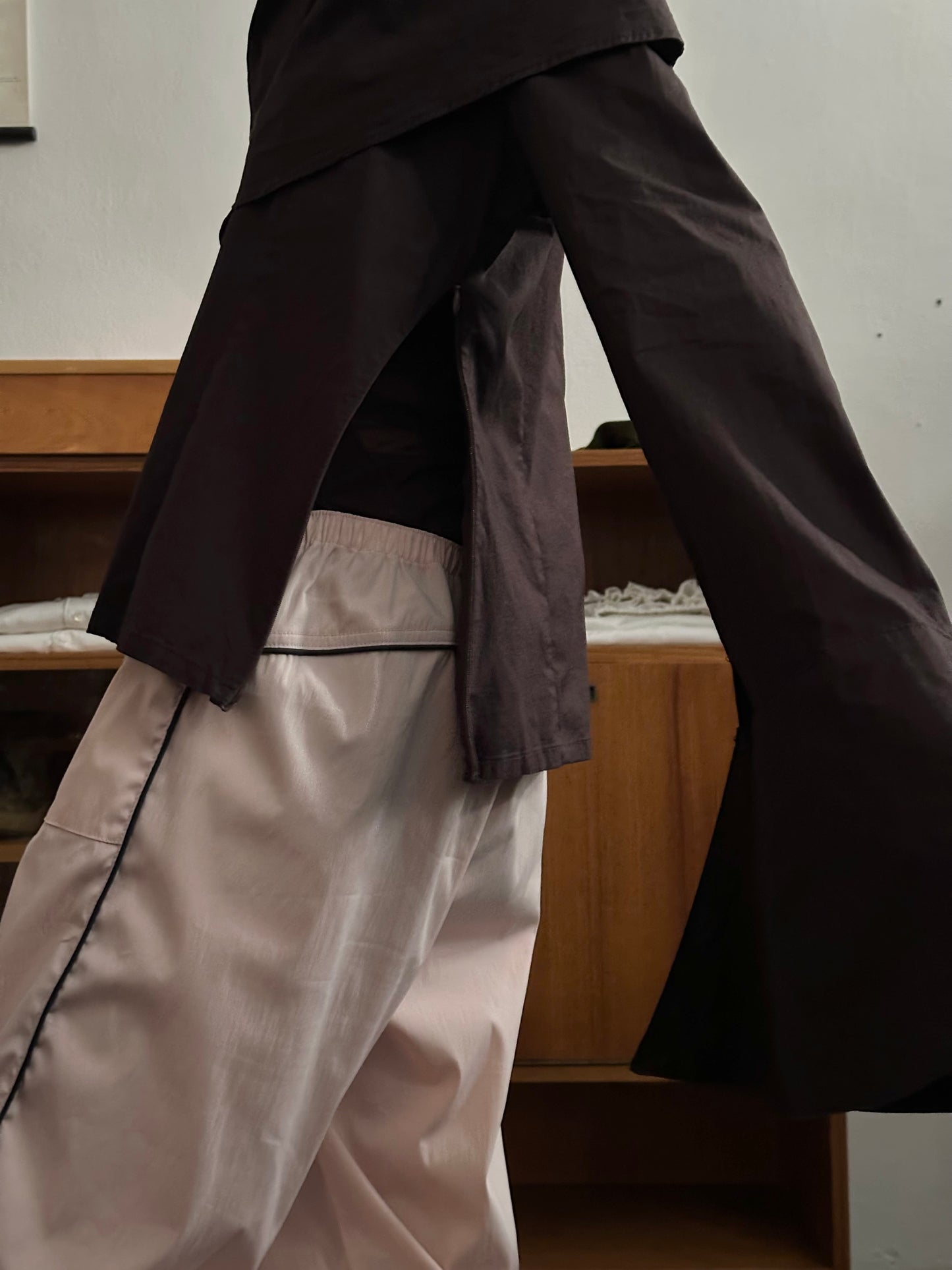 big collar brown cotton shirt