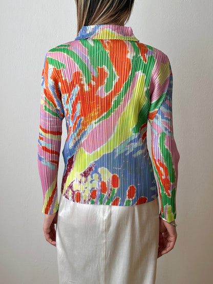 AW23 Issey Miyake PLEATS PLEASE frosty forest shirt