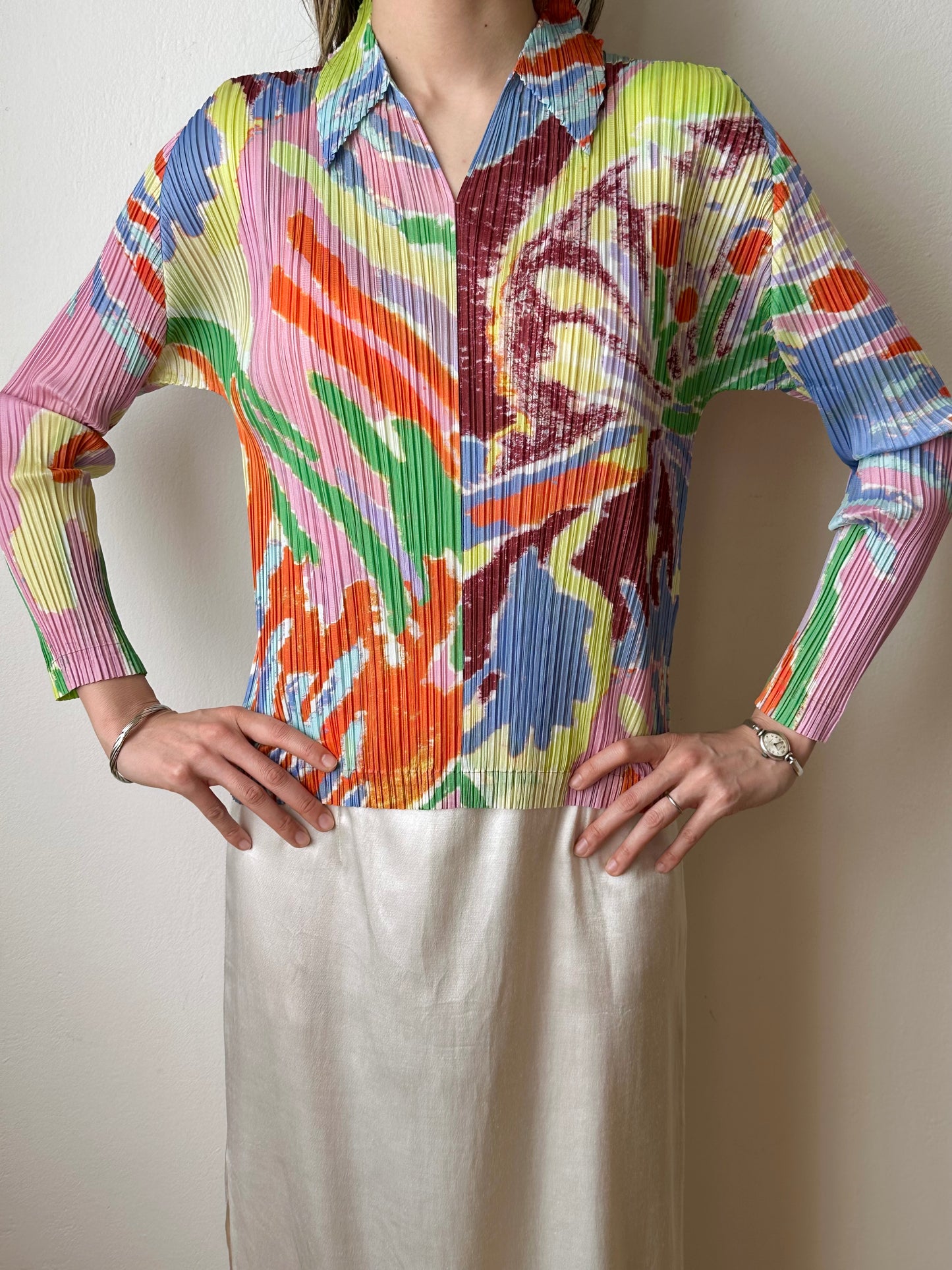 AW23 Issey Miyake PLEATS PLEASE frosty forest shirt