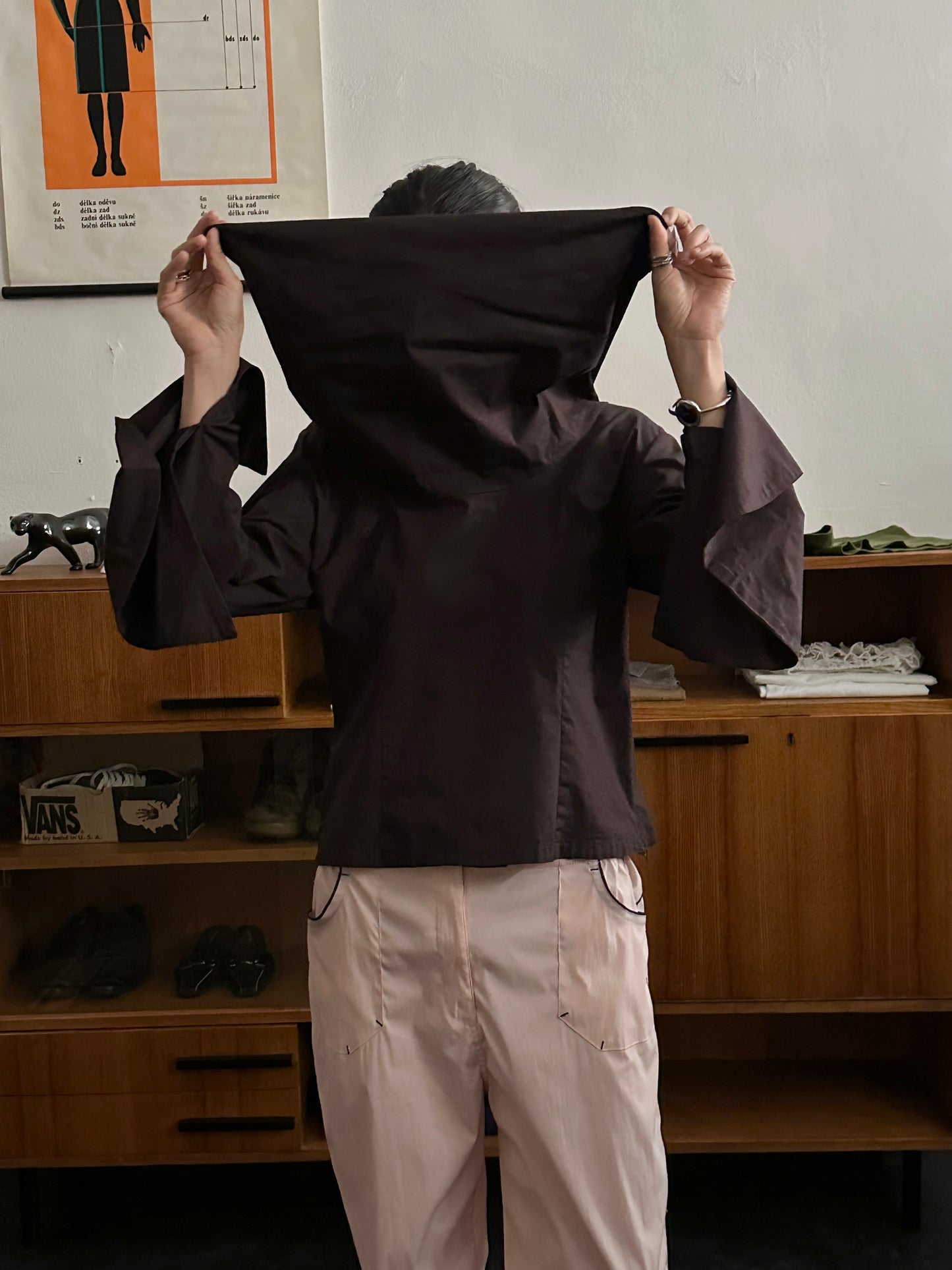 big collar brown cotton shirt