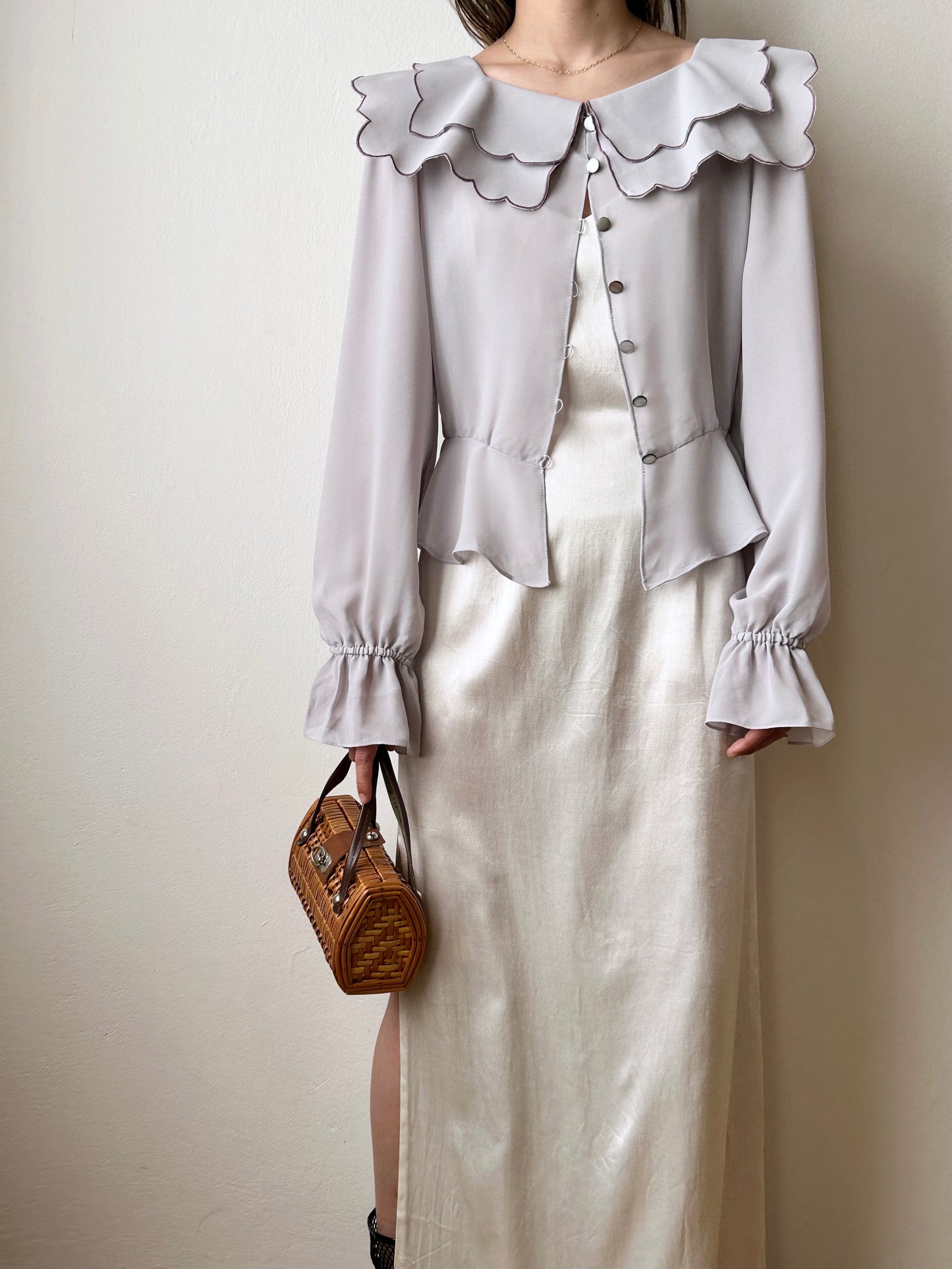 1980s Italy scallop blouse