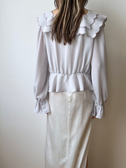 1980s Italy scallop blouse