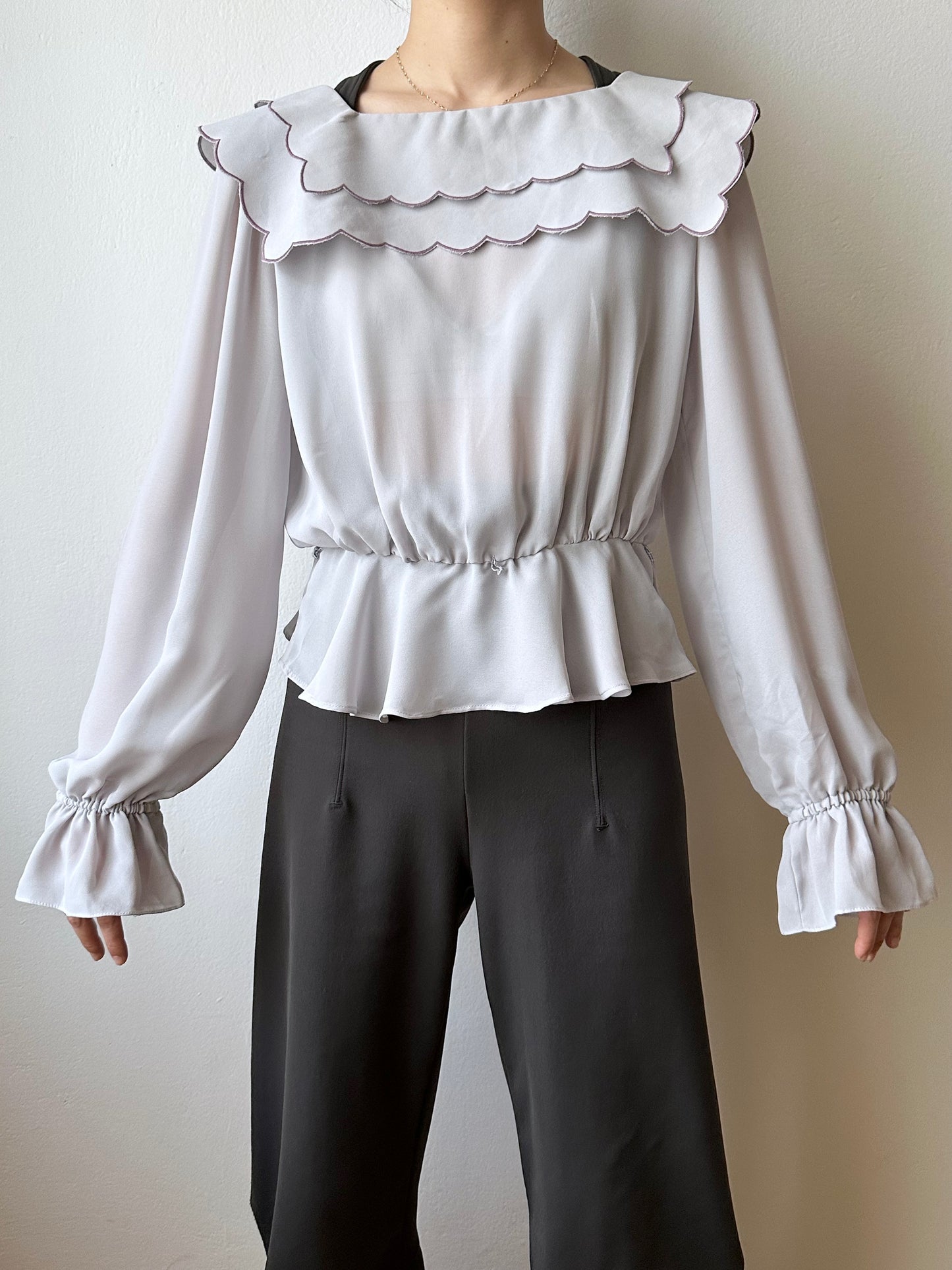 1980s Italy scallop blouse