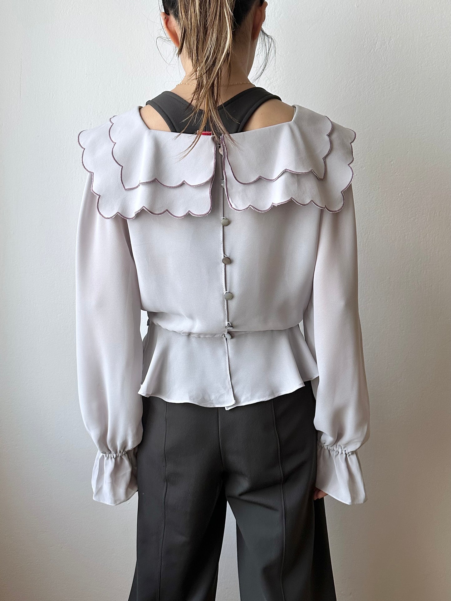1980s Italy scallop blouse