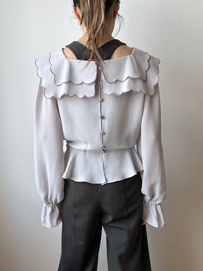 1980s Italy scallop blouse