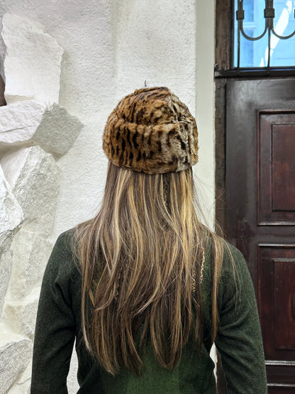 vintage authentic fur leopard hat