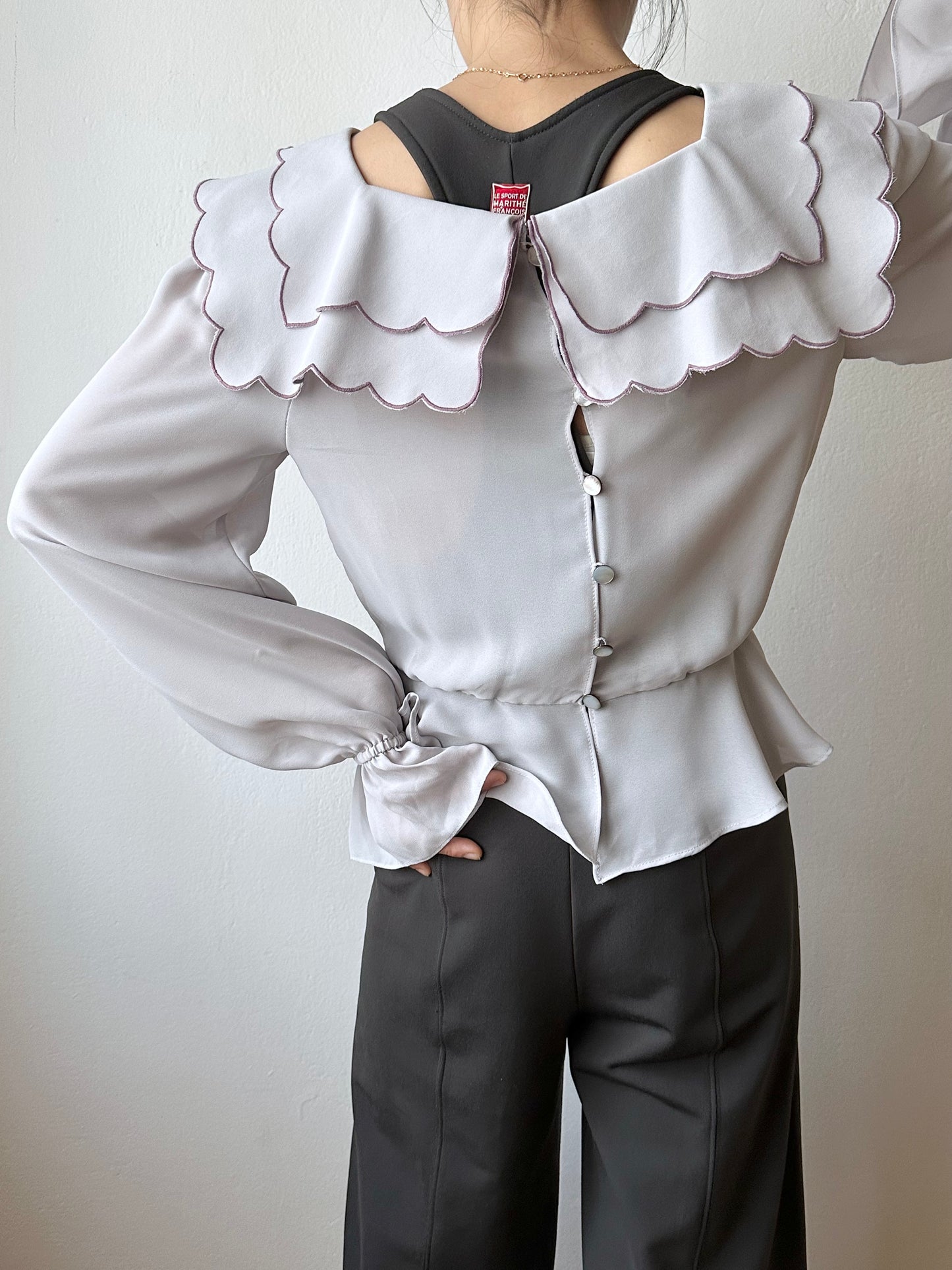 1980s Italy scallop blouse