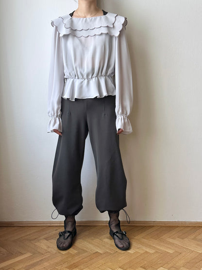 1980s Italy scallop blouse